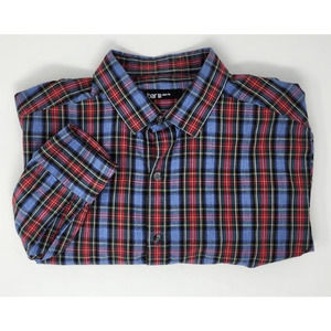 BAR‎ 111 Men's Long Sleeve Button Up Slim Fit Collared Blue/Red Plaid Size M